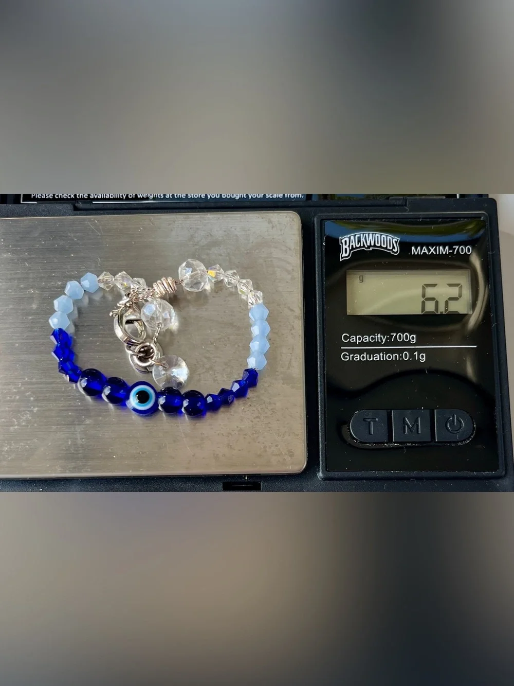 🧿 Blue “Evil Eye” Bracelet - Glass Beads, Swarovski Crystals & Silver-Tone Metal